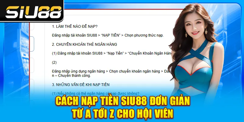 Cách Nạp Tiền SIU88 Đơn Giản Từ A Tới Z Cho Hội Viên