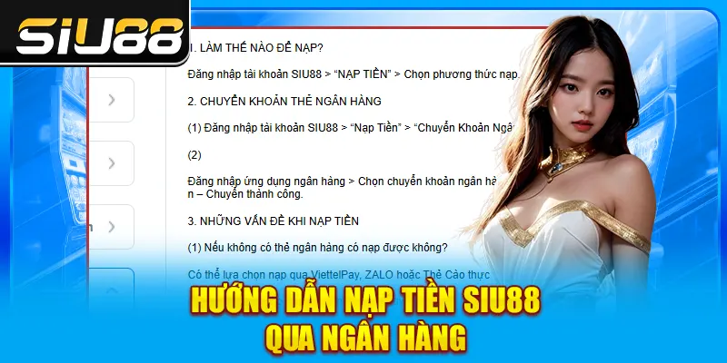 Hướng dẫn nạp tiền SIU88 qua ngân hàng Hướng dẫn nạp tiền SIU88 qua ngân hàng